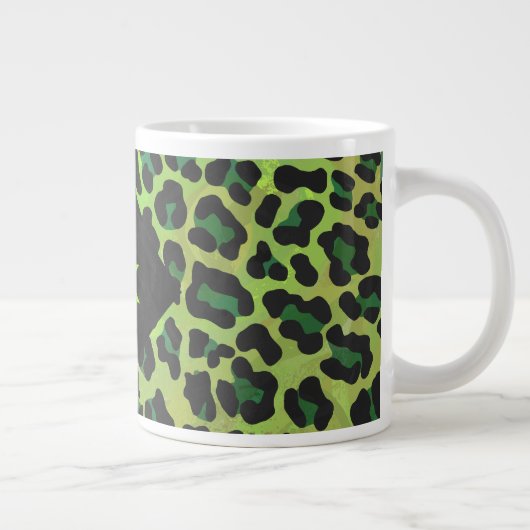 Leopard Black en Green met Monogram Grote Koffiekop (Rechts)