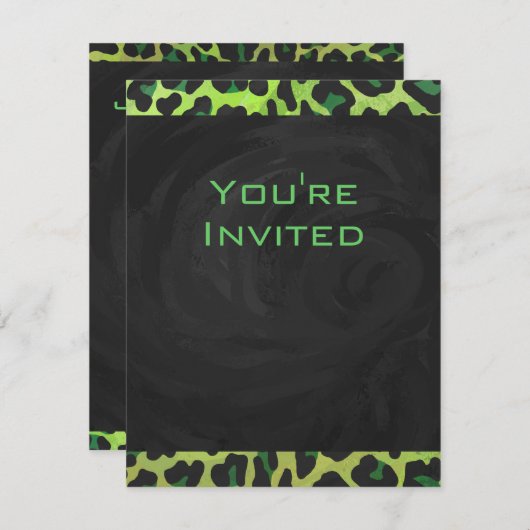 Leopard Black en Green met Monogram Kaart (Voorkant / Achterkant)