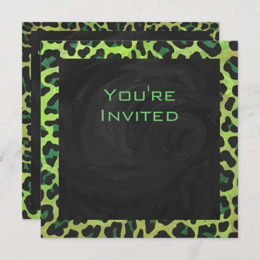 Leopard Black en Green met Monogram Kaart (Voorkant / Achterkant)