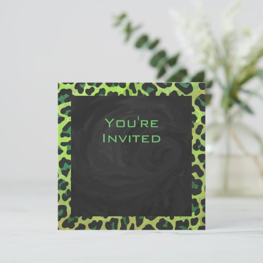 Leopard Black en Green met Monogram Kaart (Staand voorkant)