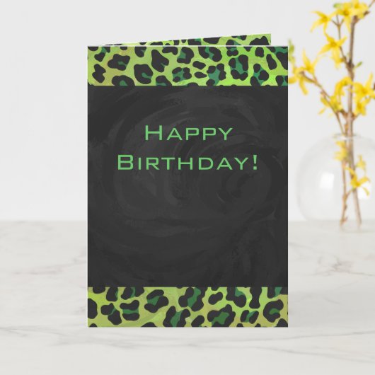 Leopard Black en Green met Monogram Kaart (Gele Bloem)