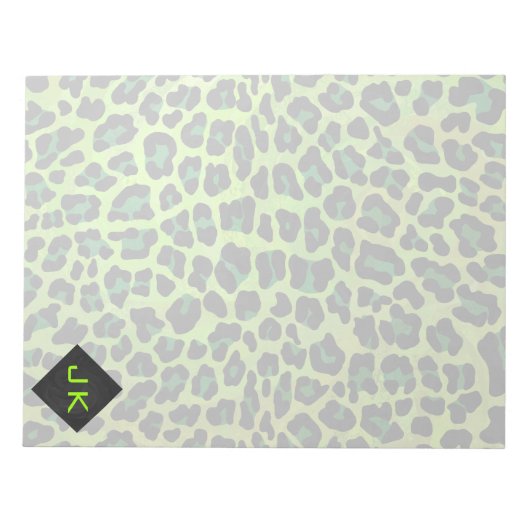 Leopard Black en Green met Monogram Notitieblok (Voorkant)