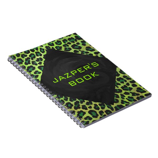 Leopard Black en Green met Monogram Notitieboek (Rechterzijde)