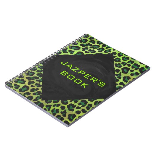 Leopard Black en Green met Monogram Notitieboek (Linkerzijde)