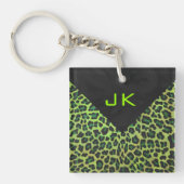 Leopard Black en Green met Monogram Sleutelhanger (Voorkant)