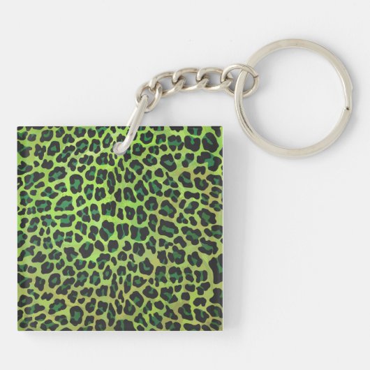 Leopard Black en Green met Monogram Sleutelhanger (Achterkant)