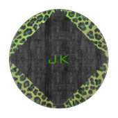 Leopard Black en Green met Monogram Snijplank (Voorkant)