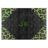 Leopard Black en Green met Monogram Snijplank (Voorkant)