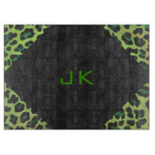 Leopard Black en Green met Monogram Snijplank (Voorkant)