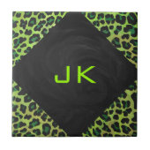 Leopard Black en Green met Monogram Tegeltje (Voorkant)