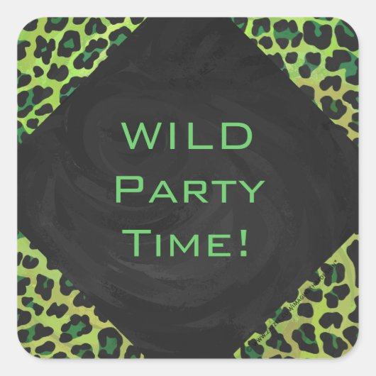 Leopard Black en Green met Monogram Vierkante Sticker (Voorkant)