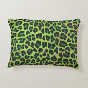 Leopard Black en Green Print Accent Kussen
