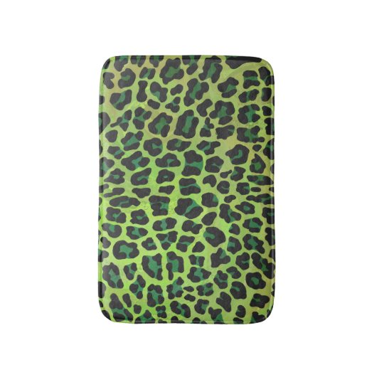 Leopard Black en Green Print Badmat (Voorkant Verticaal)