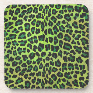 Leopard Black en Green Print Bier Onderzetter