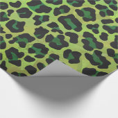 Leopard Black en Green Print Cadeaupapier (Hoek)