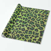 Leopard Black en Green Print Cadeaupapier (Uitgerold)