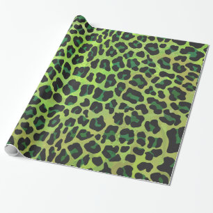 Leopard Black en Green Print Cadeaupapier