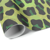 Leopard Black en Green Print Cadeaupapier (Rol Hoek)