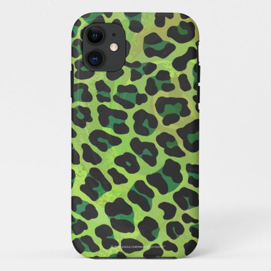 Leopard Black en Green Print Case-Mate iPhone Case (Achterkant)