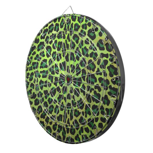 Leopard Black en Green Print Dartbord (Voorkant Rechts)