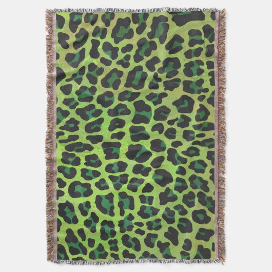 Leopard Black en Green Print Deken (Voorkant Verticaal)