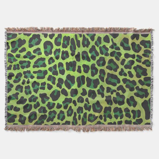 Leopard Black en Green Print Deken (Voorkant)