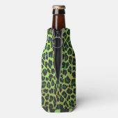 Leopard Black en Green Print Flesjeskoeler (Fles Achterkant)