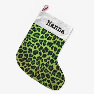 Leopard Black en Green Print Grote Kerstsok