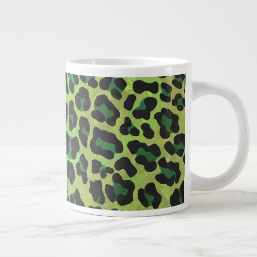 Leopard Black en Green Print Grote Koffiekop (Rechts)