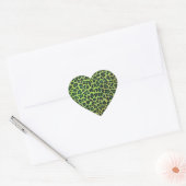 Leopard Black en Green Print Hart Sticker (Envelop)