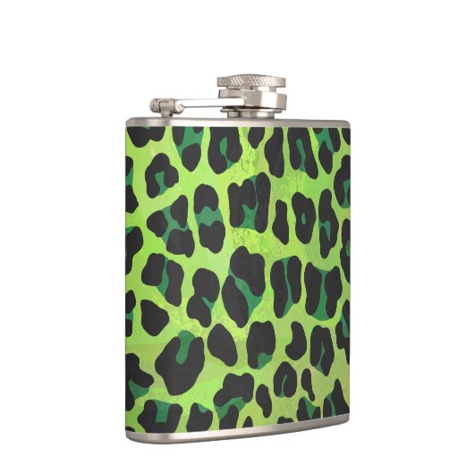 Leopard Black en Green Print Heupfles (Rechts)