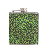 Leopard Black en Green Print Heupfles (Voorkant)