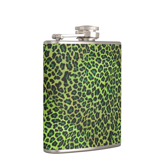 Leopard Black en Green Print Heupfles (Rechts)