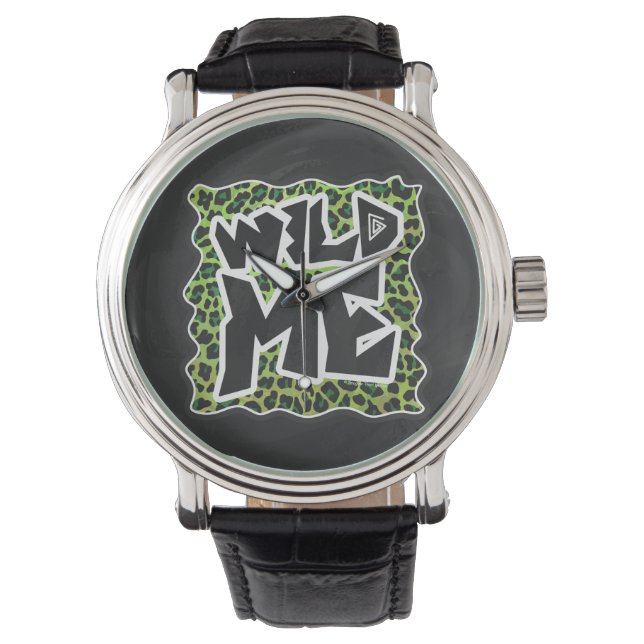 Leopard Black en Green Print Horloge (Voorkant)