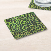 Leopard Black en Green Print Kartonnen Onderzetters (Schuin)