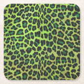 Leopard Black en Green Print Kartonnen Onderzetters (Voorkant)