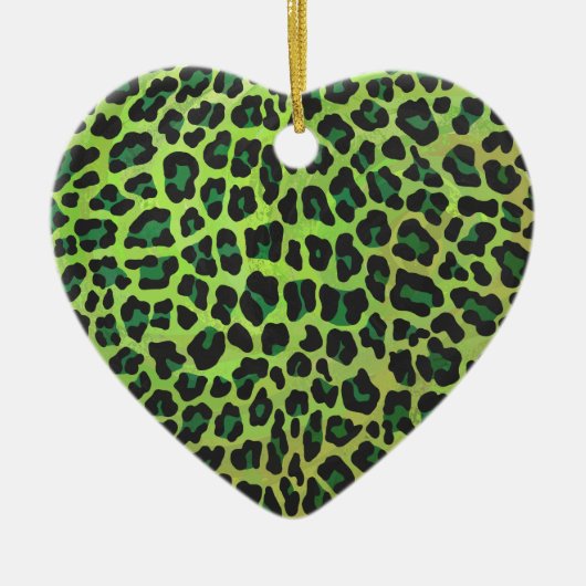 Leopard Black en Green Print Keramisch Ornament (Voorkant)