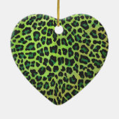 Leopard Black en Green Print Keramisch Ornament (Achterkant)
