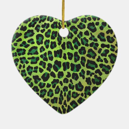 Leopard Black en Green Print Keramisch Ornament (Achterkant)