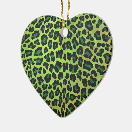Leopard Black en Green Print Keramisch Ornament (Links)