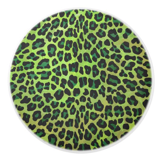 Leopard Black en Green Print Keramische Knop (Voorkant)