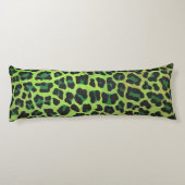 Leopard Black en Green Print Lichaamskussen (Achterkant)