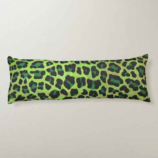 Leopard Black en Green Print Lichaamskussen (Achterkant)