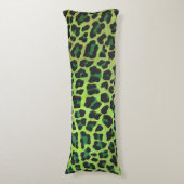 Leopard Black en Green Print Lichaamskussen (Voorkant Verticaal)