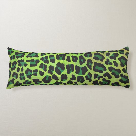 Leopard Black en Green Print Lichaamskussen (Voorkant)