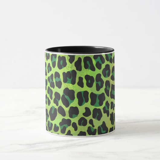 Leopard Black en Green Print Mok (Midden)