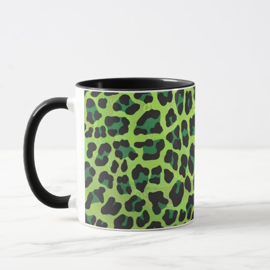 Leopard Black en Green Print Mok (Links)