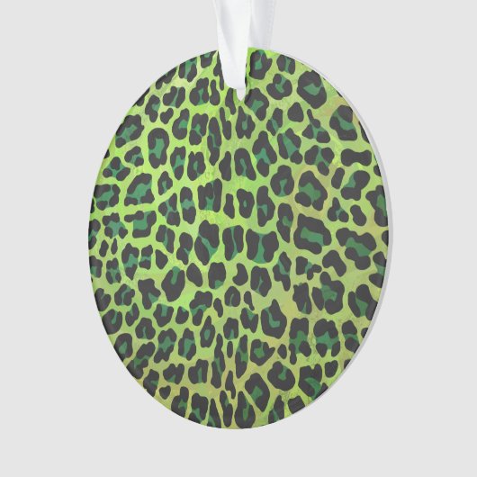 Leopard Black en Green Print Ornament (voorkant)