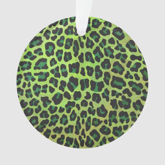 Leopard Black en Green Print Ornament (voorkant)