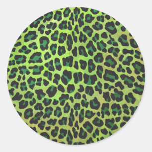Leopard Black en Green Print Ronde Sticker